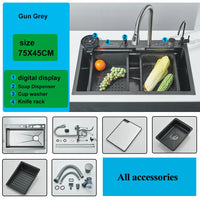 Évier de Cuisine Inox Cascade LED Affichage Digital 1 Bac