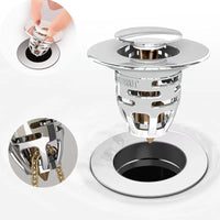 Bonde Lavabo Clic-Clac Universelle avec Panier Anti-Cheveux, 62 mm