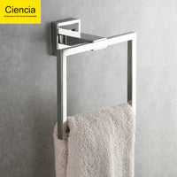Porte-Serviette Anneau Carré Mural en Inox 304, 4 Finitions