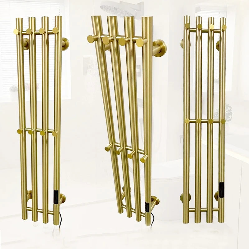 Sèche-Serviette Électrique Mural Vertical 3 ou 4 Barres Inox 98 cm