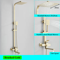 Colonne de Douche Pluie Dorée avec Robinet de Baignoire 25 cm
