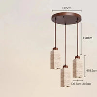 Suspension Cuisine en Pierre Travertin 1 à 3 Lampes, Cylindre ou Carré