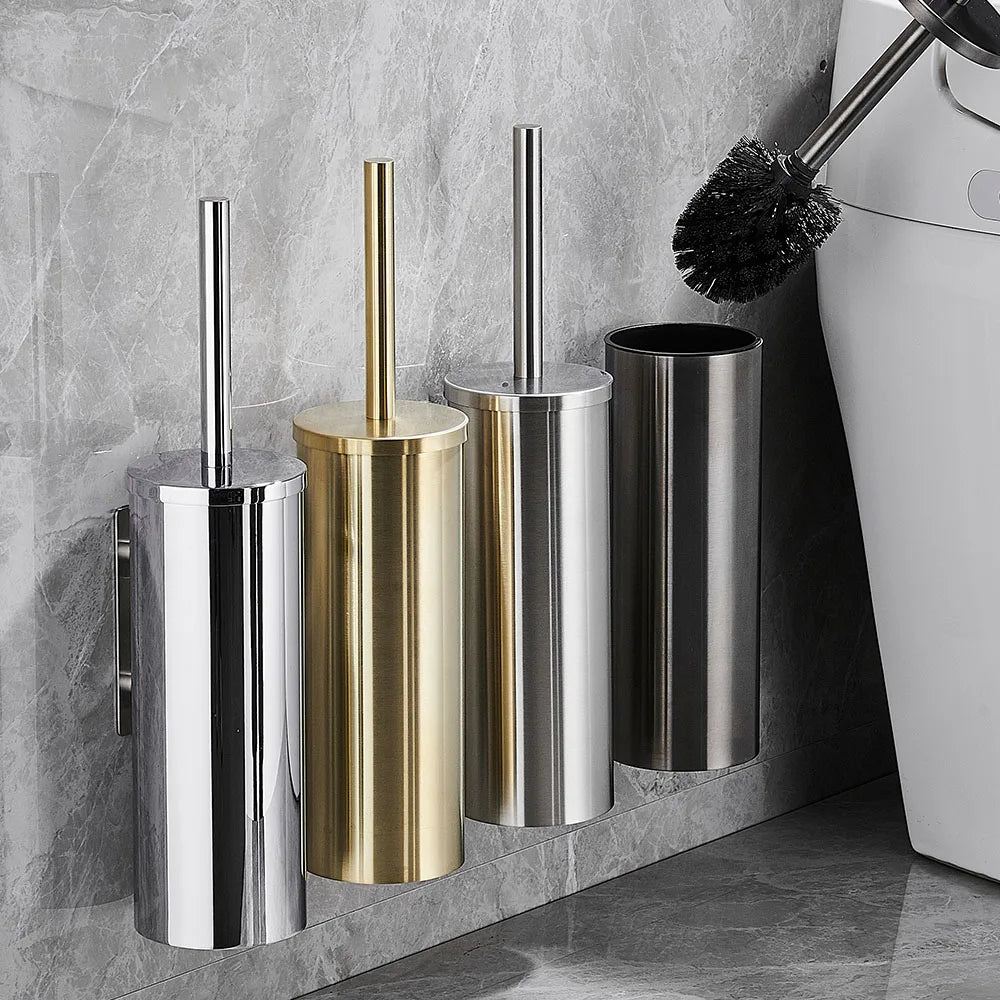 Brosse WC Murale Inox 304 Vis ou Adhésif Sans Perceuse, 6 Finitions