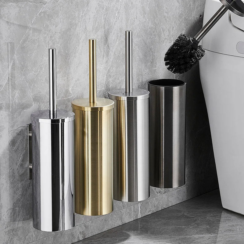 Brosse WC Murale Inox 304 Vis ou Adhésif Sans Perceuse, 6 Finitions