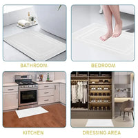 Tapis de Bain Coton Absorbant 45 x 75 cm, Motif Chevrons ou Cadre
