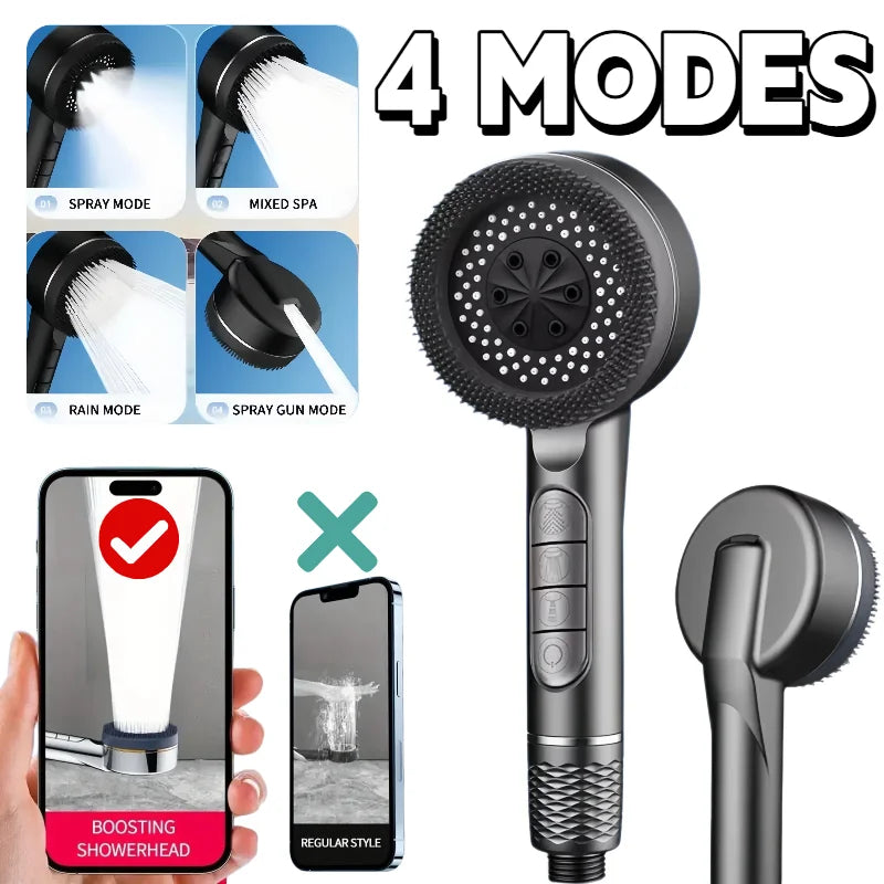 Pommeau de Douche Multifonction 4 Modes avec Filtre