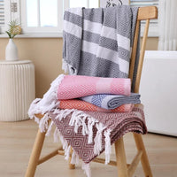 Serviette de Bain Coton Séchage Rapide à Franges 100 x 180 cm