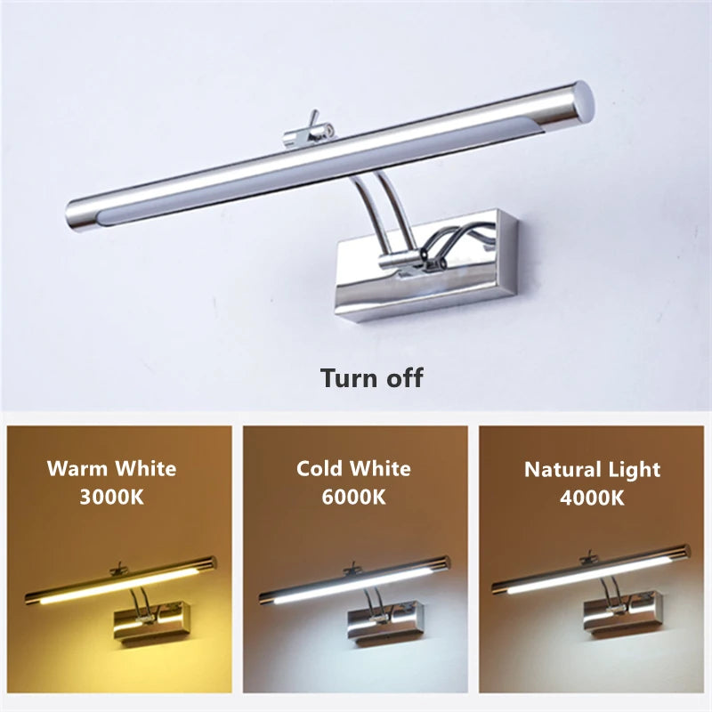 Applique Miroir Salle de Bain Inox Orientable 40 à 70 cm