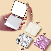 Mini Miroir de Poche Carré en Verre, Violet, Ivoire Nacré ou Argent