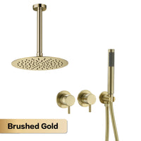 Douche Encastrable Laiton avec Pommeau Rond 25 cm et Douchette, 5 Finitions