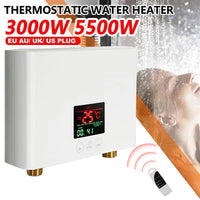 Chauffe-Eau Instantané Électrique Mural avec Télécommande, 3 000 ou 5 500 W