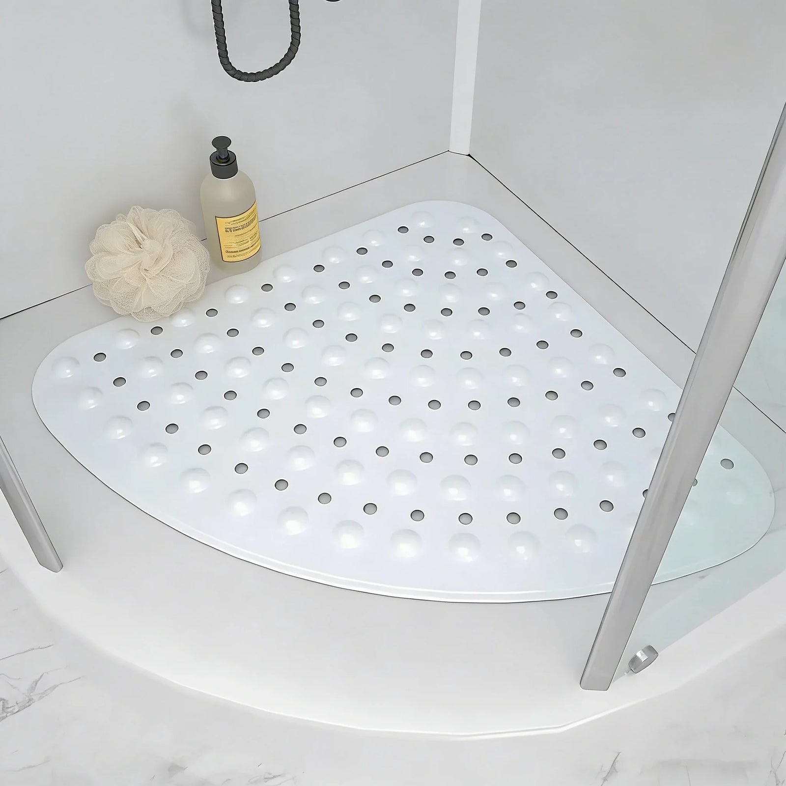 Tapis de Douche d'Angle Antidérapant Ventouses 53cm