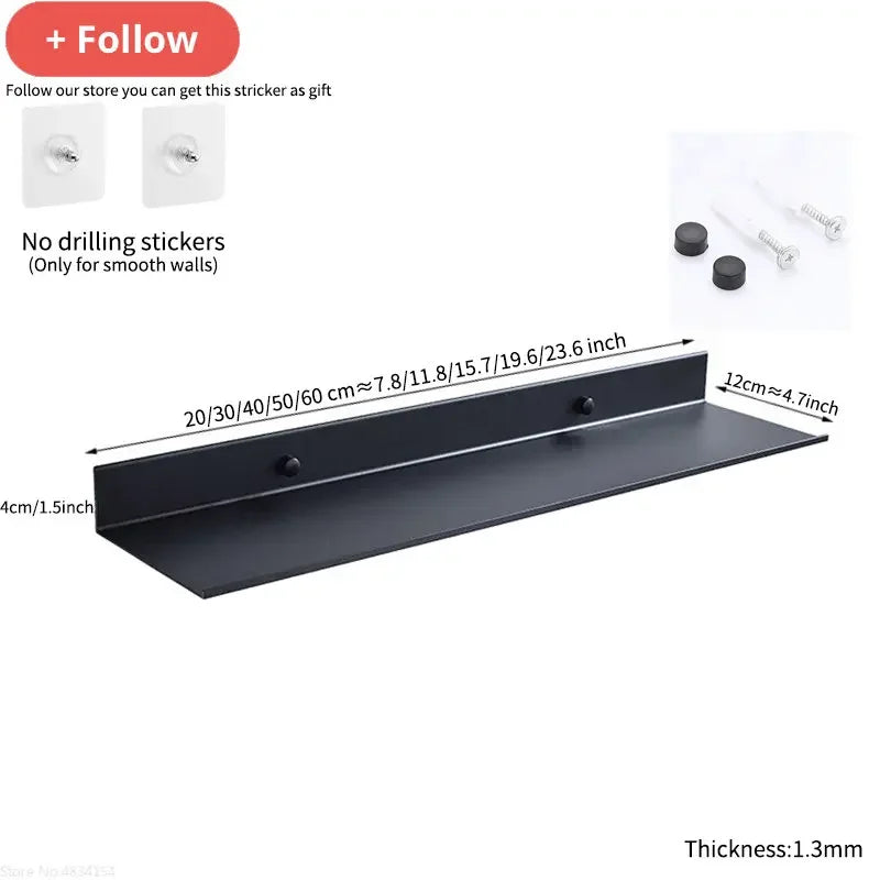 Étagère Salle de Bain Aluminium Sans Perçage Murale
