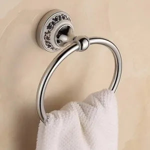 Accessoires Salle de Bain Chromé Céramique Bleu et Blanc à la Pièce, 23 Articles