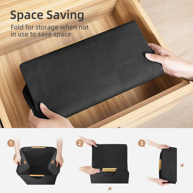 Panier à Linge Pliable en Lin avec Poignées 3 Tailles