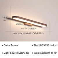 Applique Salle de Bain LED Marron pour Miroir, 40 à 100 cm