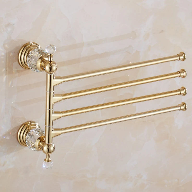 Accessoires Salle de Bain Doré à Cristal avec Gobelets Blancs, à la Pièce, 12 Articles