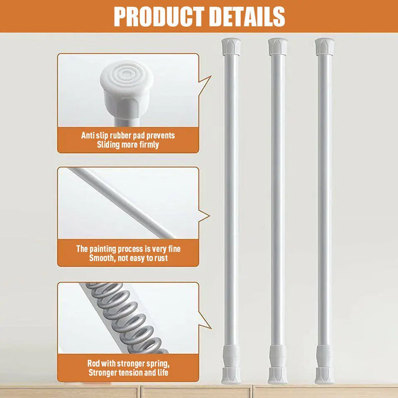 Barre de Douche à Ressort Blanche, Sans Perçage, 30 à 90 cm