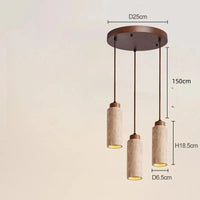 Suspension Cuisine en Pierre Travertin 1 à 3 Lampes, Cylindre ou Carré