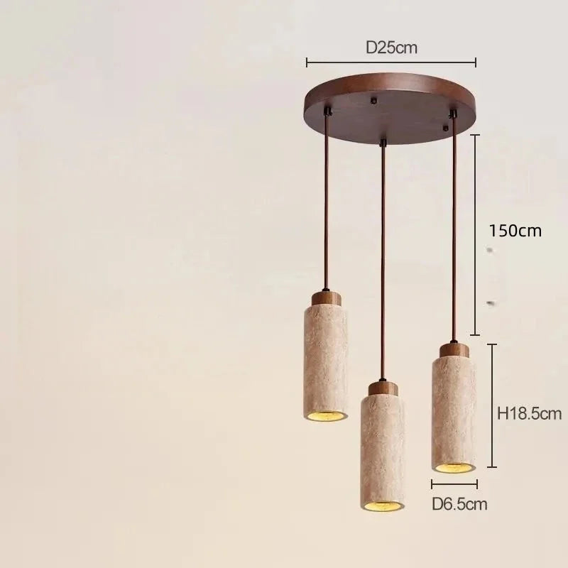 Suspension Cuisine en Pierre Travertin 1 à 3 Lampes, Cylindre ou Carré
