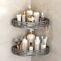 Étagère d'Angle Salle de Bain Autocollante Sans Perçage Noir, Gris ou Blanc