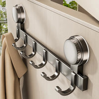 Patère Salle de Bain à Ventouse sans Perçage, Rail Aluminium Gris