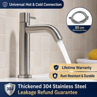 Mitigeur Lavabo Inox 304 Brossé, 7 Configurations