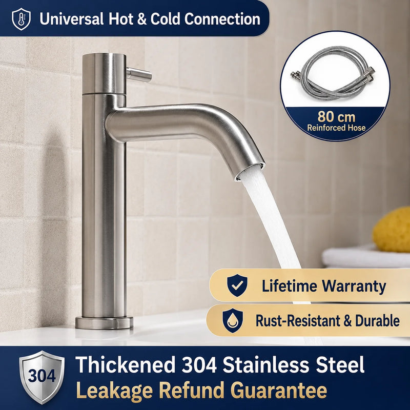 Mitigeur Lavabo Inox 304 Brossé, 7 Configurations