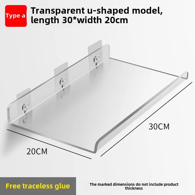 Étagère Salle de Bain Murale en Acrylique Transparente, Sans Perçage