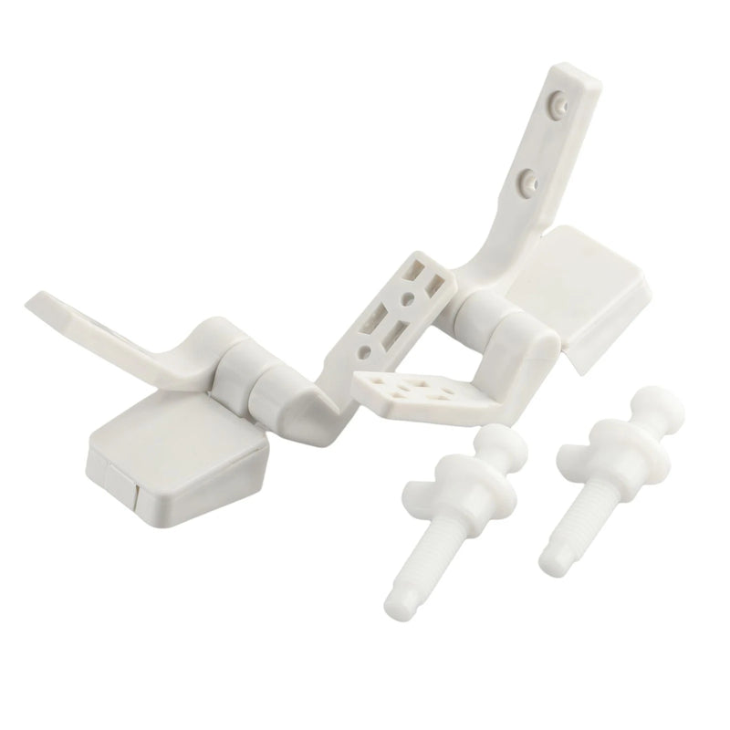 Charnière d'Abattant WC Blanche en Plastique, Jeu de 2 avec Boulons