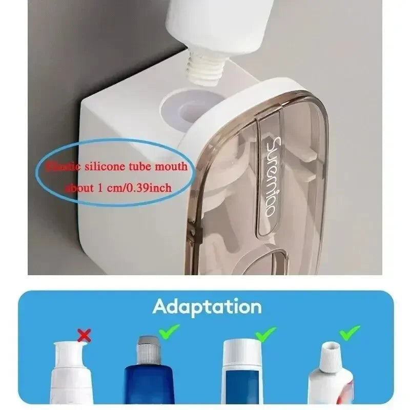 Distributeur de Dentifrice Mural Automatique Porte-Brosse, 1 ou 2 Pièces