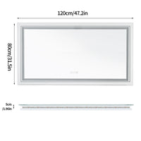 Grand Miroir LED Salle de Bain Rectangulaire Anti-Buée, 100 à 160 cm