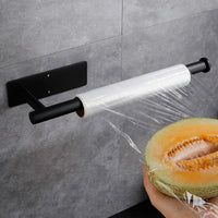 Porte-Essuie-Tout Mural Adhésif en Inox Noir ou Brossé 33,6 cm