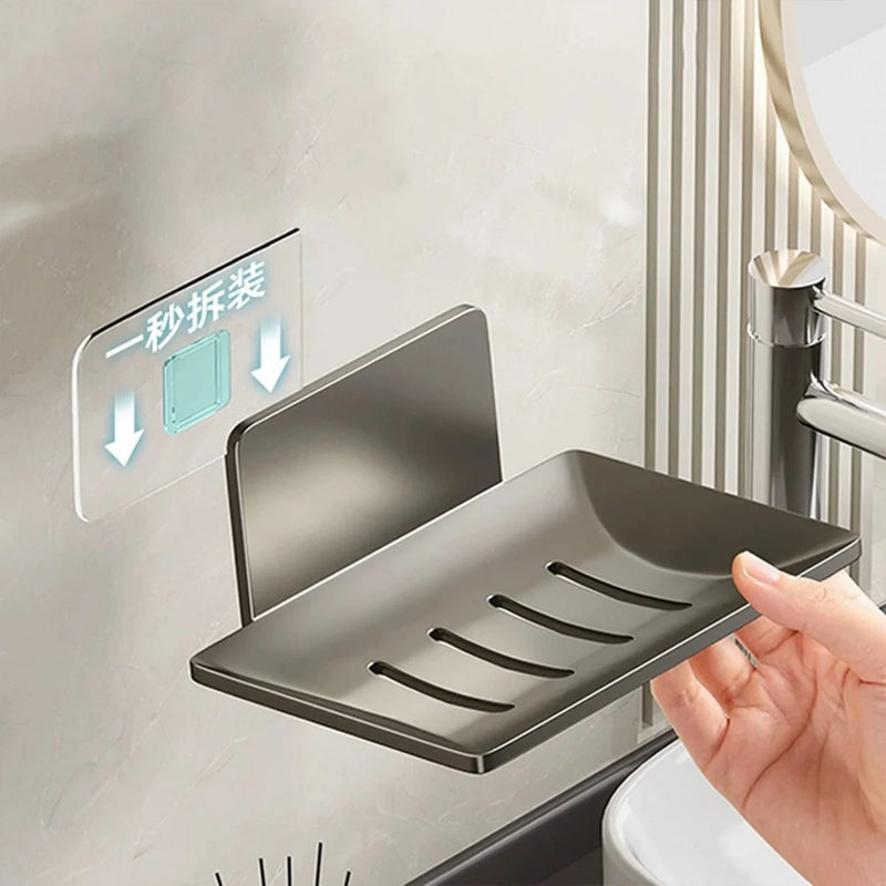 Porte-Savon Mural Sans Perçage en Aluminium avec Vidange