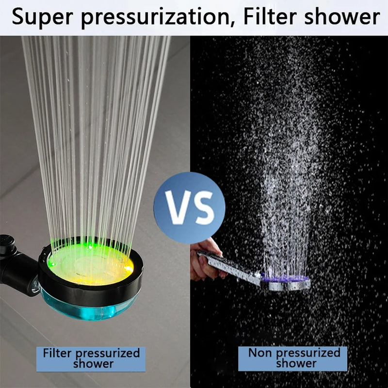 Pommeau de Douche LED Affichage Température, Hélice Turbo, Accessoires à la Pièce