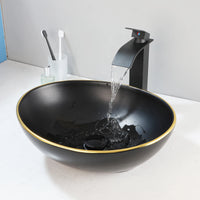 Vasque à Poser Ovale en Céramique avec Robinet et Bonde, 9 Décors
