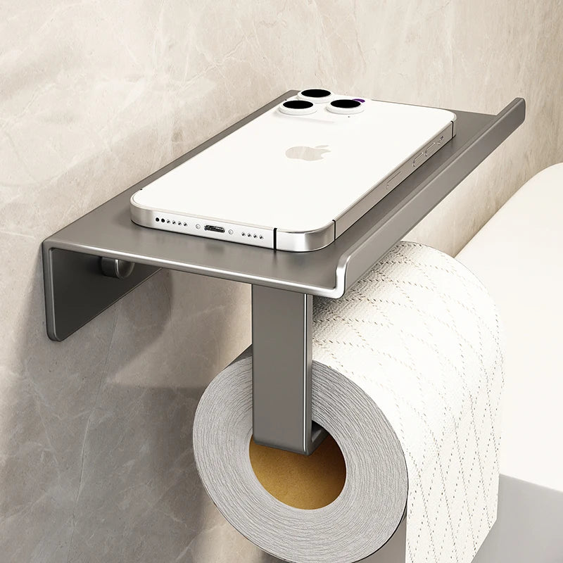 Porte-Papier Toilette Mural avec Tablette en Acier Inoxydable 3 Coloris