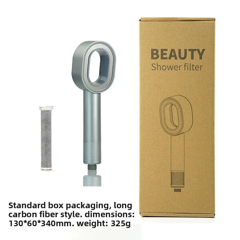 Pommeau de Douche Filtrant à Tête Ovale Ajourée, Cartouche Charbon, 7 Coloris