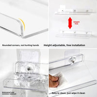 Étagère Salle de Bain Murale en Acrylique Transparente, Sans Perçage
