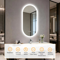 Miroir LED Ovale Salle de Bain Intelligent 80x50 cm