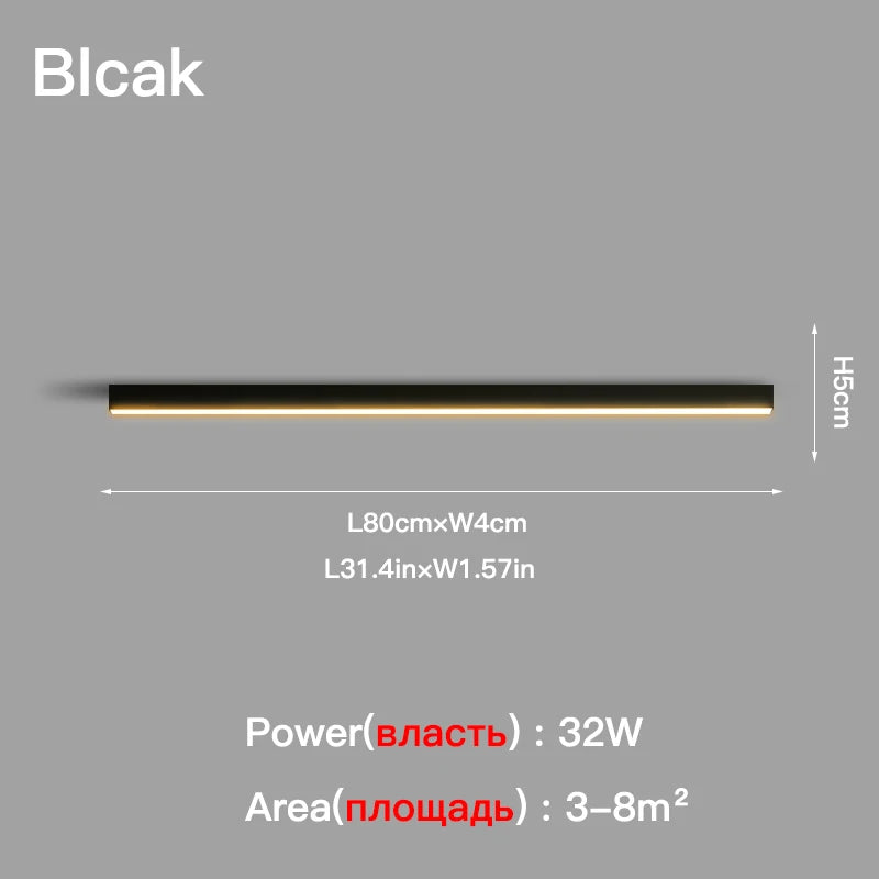 Plafonnier Cuisine LED Linéaire Noir ou Blanc, 60 à 200 cm