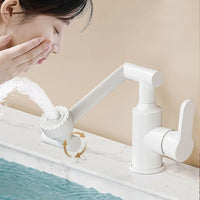 Mitigeur Lavabo Blanc à Bras Articulé Orientable, 2 Modes de Jet