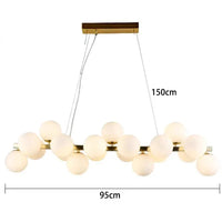 Lustre Suspension Cuisine Bulles de Verre, Cercle Doré, 15 à 25 Globes
