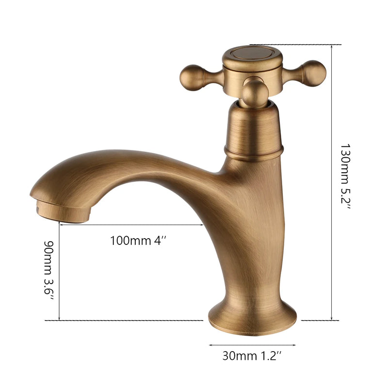 Robinet Lave-Main Eau Froide en Laiton, Antique ou Noir
