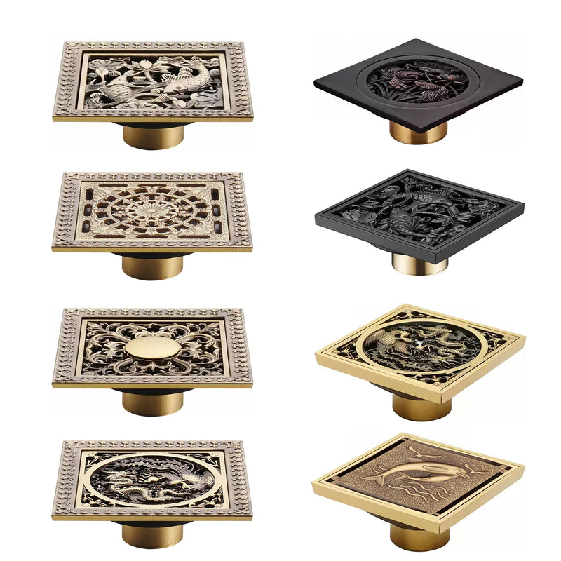 Bonde de Douche Carrée Laiton Multi Finitions 10 à 30 cm