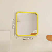 Miroir Mural Carré Angles Arrondis Cadre Inox Coloré 40 x 40 cm