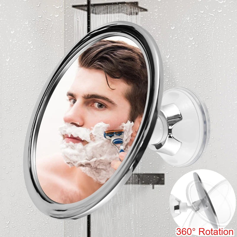 Miroir Anti-Buée Salle de Bain Rond Ventouse Pivotant 360°