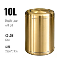 Poubelle de Salle de Bain Luxe Inox Double Couche 8 ou 10 Litres