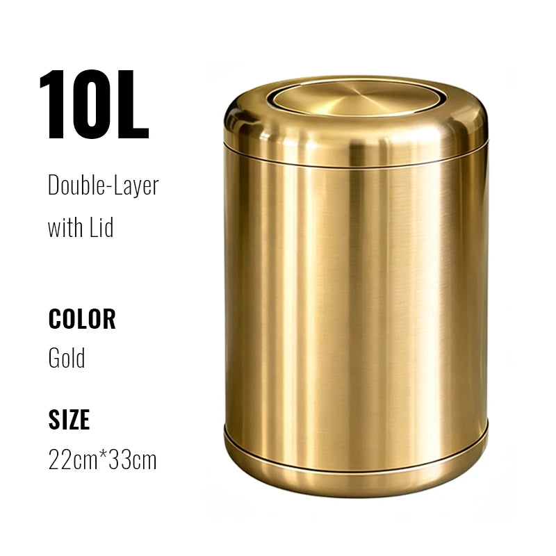 Poubelle de Salle de Bain Luxe Inox Double Couche 8 ou 10 Litres