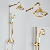 Colonne de Douche Rétro Laiton Antique ou Noir Mat, Pommeau Pluie 20 cm
